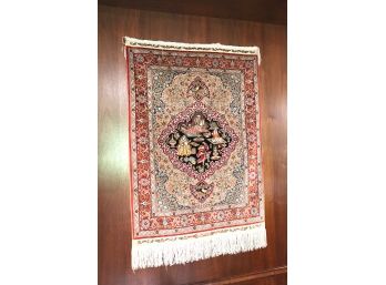Fine Quality Handmade Pure Silk Persian Wall Hanging Signed By Artist On Bottom Center