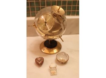 Vintage Huger West Germany Sputnik Barometer With Swarovski Crystal & Mini Typewriter