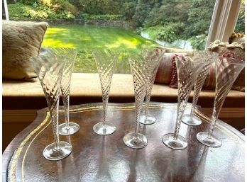 8 Crystal Champagne Flutes
