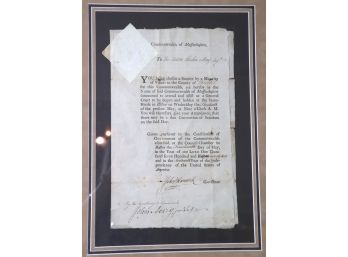 Authentic Antique Signed John Hancock Governor 1792 Commonwealth Of Massachusetts Summons Document