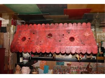 2 Amazing 70's Handmade/ Painted Bar Light & Hanging Fixture With Detailed Embedded Marbles And Reflectors