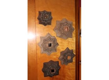 Set Of 5 Carved Wood Mexican Wall Mirrors