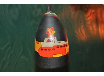 Vintage Folk Art Hand Painted Pendant Light With The Beatles Yellow Submarine