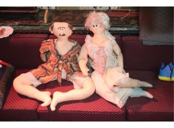 Large Vintage 36' Humorous Adult Couples Dolls, Interesting Pieces For Adults