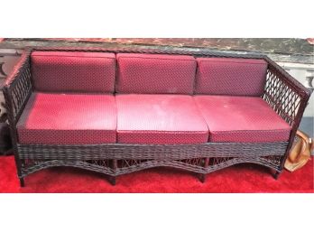 Vintage Wicker Sofa With Custom Pattern Cushions