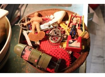 Vintage Basket Of Lego Bricks, Halco Cap Gun USA, Popeye Swinging  Toy, Gyroscope