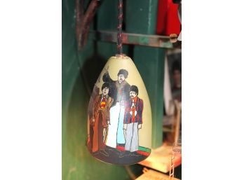 Vintage Folk Art Hand Painted Pendant Light With The Beatles Rock Group