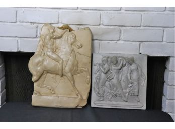 Embossed Cement Square With Embossed Plaster Soldier On Horseback