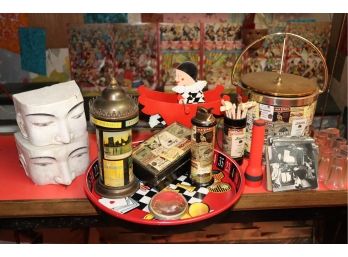 Mixed Lot Of Assorted Vintage Barware Includes Roulette Tray, Lighter, Cigarette Holder & Ice Bucket