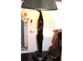 Mid-Century  Modern Carved Wood Lamp Women's Figure 38' Tall