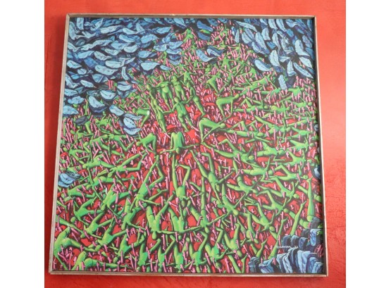 Vintage Oil On Canvas Painting “Abstract Humans” Signed Rosenthal 73