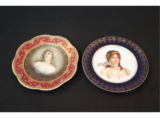 Pair Of Vintage Hand Painted Porcelain Decorative/Cabinet Plates