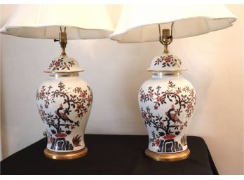 Pair Of Vintage Asian/Imari Style Ginger Jar Table Lamps