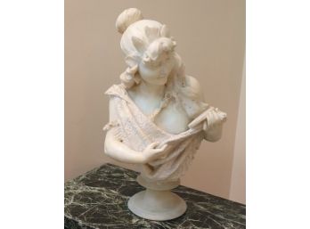 Antique French Style Smiling Young Lady Gazing In Mirror Bust