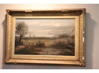 Vintage Oil On Canvas Painting Signed J. Rich “A Windy Day”