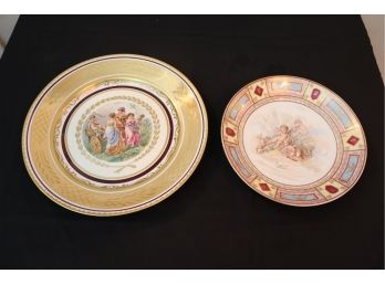 Pair Of Vintage Porcelain Transfer Ware Decorative/Cabinet Plates