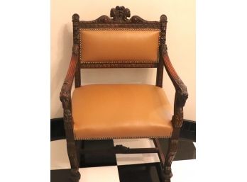 Renaissance Revival Armchair With Heavily Carved Wood
