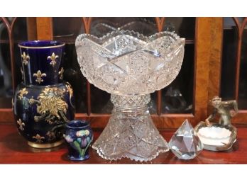 Collection Of Crystal And Cobalt Decorative Accessories