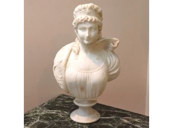 Antique French Style Female With Star Headband Marble Bust