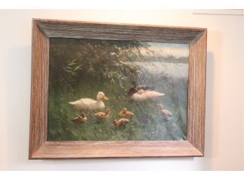 Vintage Oil On Canvas “A Quiet Corner” Signed Constant Artz In Wooden Frame