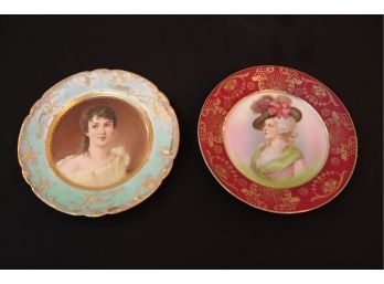 Pair Of Vintage Hand Painted Porcelain Decorative/Cabinet Plates