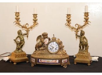 Antique French D’ore Bronze Garniture Set