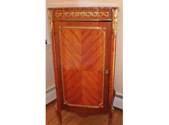 Vintage G&E Dennery Louis XV Style Cabinet With Bronze Ormolu & Rouge Marble Top