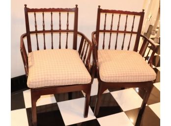 Vintage Regency Style English Spindle Backed Armchairs With Cane Seat
