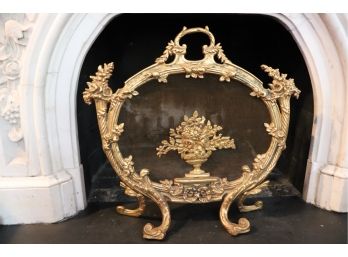 Vintage Bronze Fireplace Screen With Intricate & Ornate Detailing