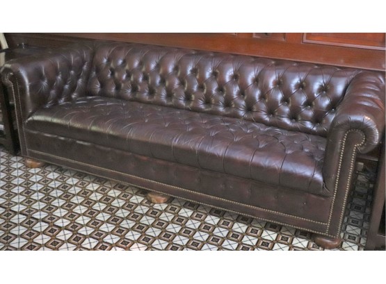 Authentic Rich Patina Leather Chesterfield Sofa