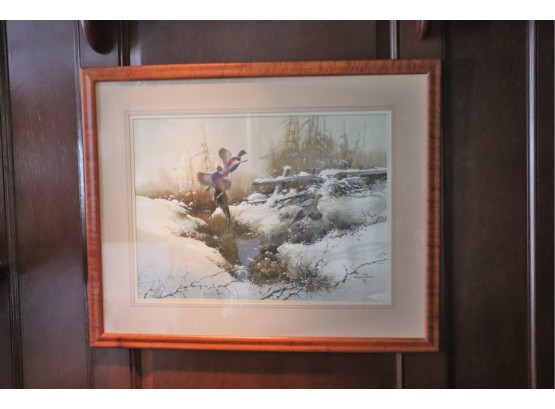Lithograph On Watercolor Paper With Detailed Acrylic Overlay Marked Gregory F. Messier In Wood Frame