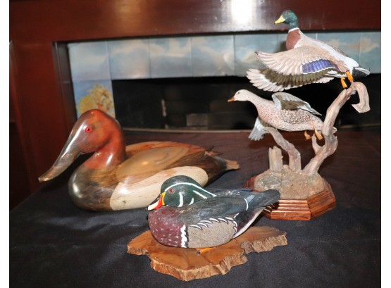 Collection Of Hand Carved & Painted Mallards On Bases By R. Zeringue, Hersey Kyle Jr & Don Vassallo