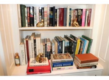 Collection Of Hardcover Books With 3 Brass Duck Figurines