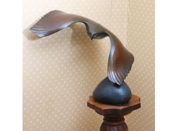 Artworks Foundry Artistic Bronze Eagle Inflight Sculpture With Bronze Rock