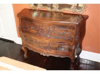 Vintage French Country 2 Drawer Ornate Carved Chest