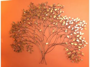 Vintage Gilded Large Metal “Tree Of Life” Wall Sculpture By Bowie