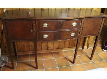 Vintage Ethan Allen Buffet With Bell Flower Inlay And Band Detail