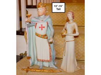 Highly Detailed And Hand Painted King Arthur & Guinevere From Camelot Porcelain Figurines