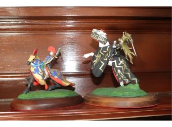 Pair Of Heraldic Knights By Brian Rodden- Jousting Pair Sculpture