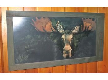 “Moose Head Through Screen” Framed Art
