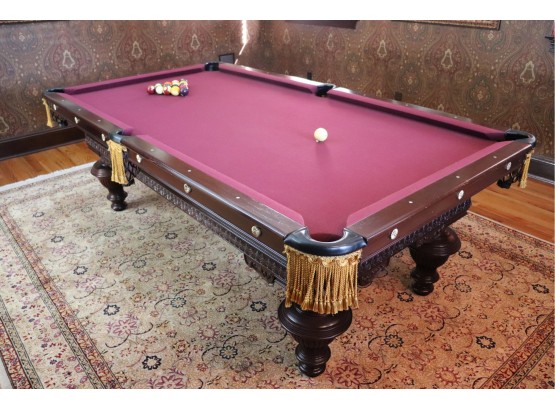 Bespoke 2” Slate Billiard Table Stamped Cascade With Coordinating Cue Wall Rack