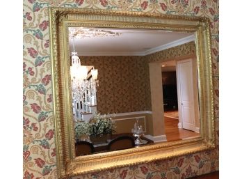 19th Century Salon Style Gilded Beveled Wall Mirror