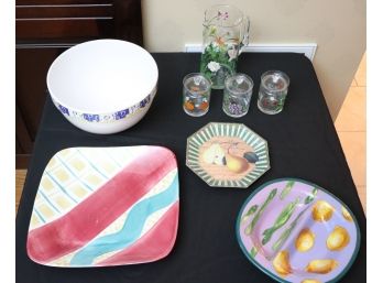 Lot Of Hand Painted Kitchen Serving Pieces