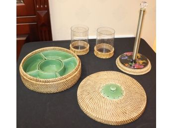 Basketweave Wicker Tabletop Accessories