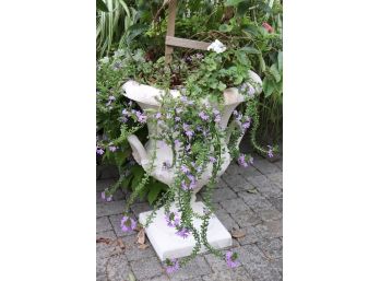 Cement Planter Urn With Handles & Mix Of Perennial And Annual Flowers  