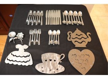 Christofle Acier Assorted Flatware And Trivets And Spoon Rests