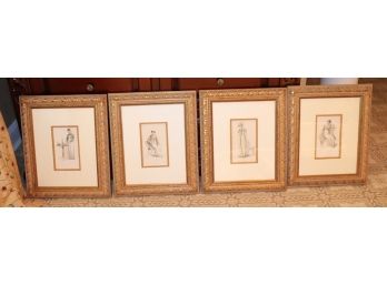  Set Of 4 Gold Leaf Framed Boudoir Prints
