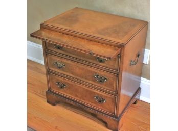 Quality Yorkshire House Burl & Inlay Wood 3 Drawer Chest End Table