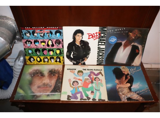 Mixed Record Lot Artist Include Michael Jackson, George Harrison, The Rolling Stones, & Rod Stewart