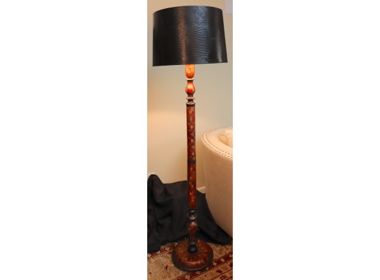 Tall Quality Painted Wood Floor Lamp With Snake Skin Style Shade